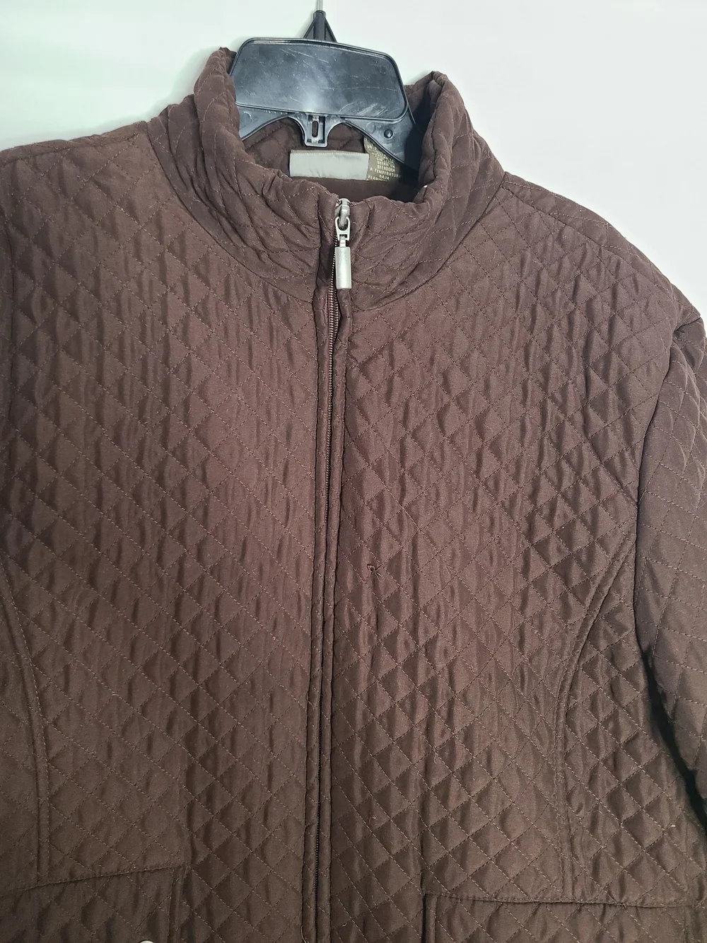 Jane Ashley Brown Quilted Full Zip Jacket Plus Size XL Lightweight Puffer